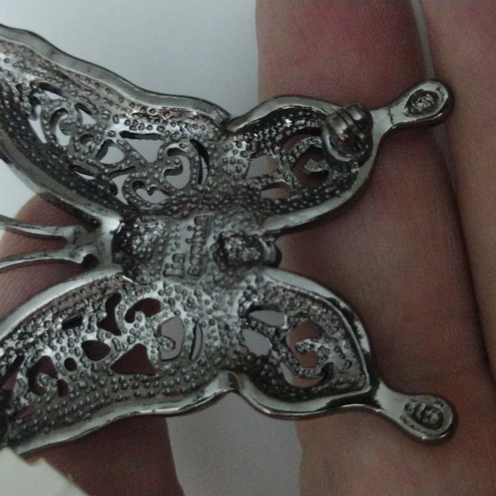 Vintage Silver Tone Lia Sophia Marcasite Butterfly Brooch - Picture 4 of 5